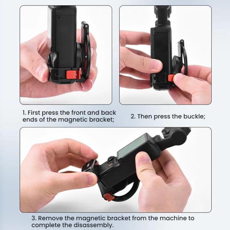 For DJI Osmo Pocket 3 BRDRC Magnetic Expandable Phone Holder Cold Shoe Mount - Black