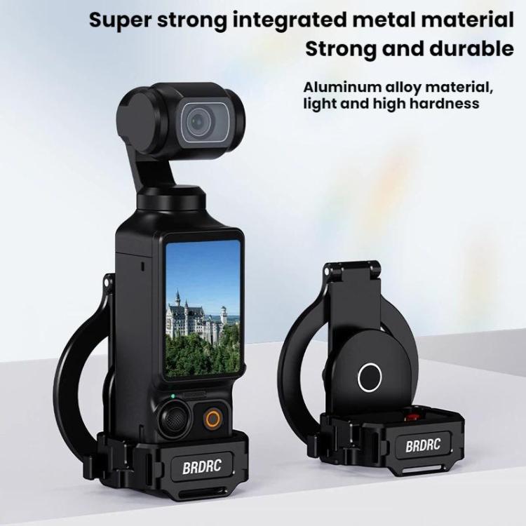For DJI Osmo Pocket 3 BRDRC Magnetic Expandable Phone Holder Cold Shoe Mount - Black