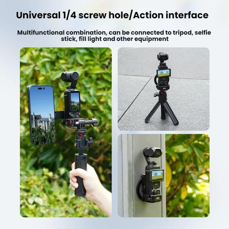 For DJI Osmo Pocket 3 BRDRC Magnetic Expandable Phone Holder Cold Shoe Mount - Black
