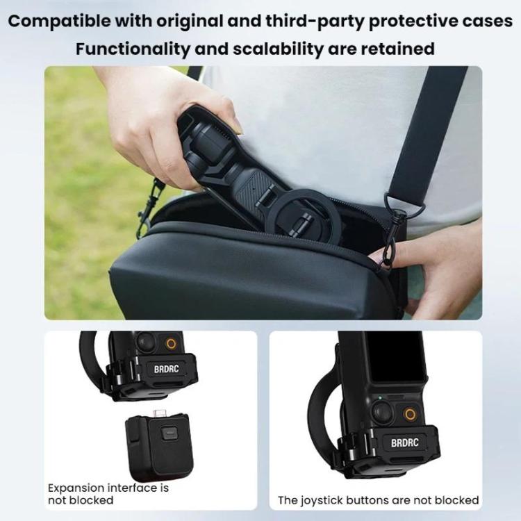 For DJI Osmo Pocket 3 BRDRC Magnetic Expandable Phone Holder Cold Shoe Mount - Black