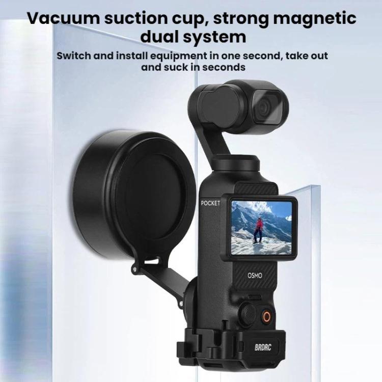 For DJI Osmo Pocket 3 BRDRC Magnetic Expandable Phone Holder Cold Shoe Mount - Black