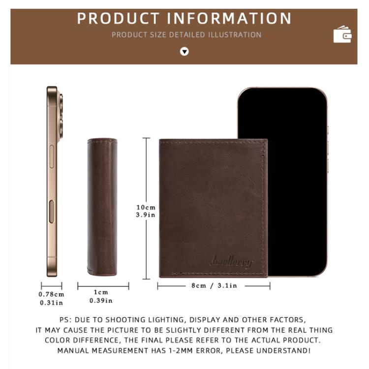 Baellerry K1979 Men Slim Vintage PU Leather Wallet Compact Travel Card Holder