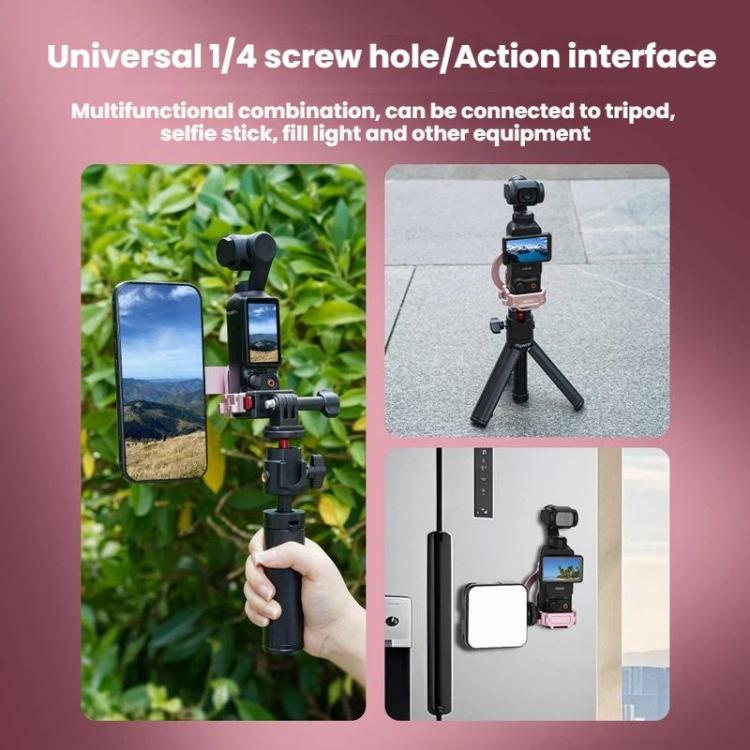 For DJI Osmo Pocket 3 BRDRC Magnetic Expandable Phone Holder Cold Shoe Mount - Pink