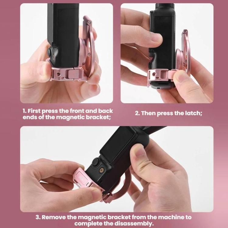 For DJI Osmo Pocket 3 BRDRC Magnetic Expandable Phone Holder Cold Shoe Mount - Pink
