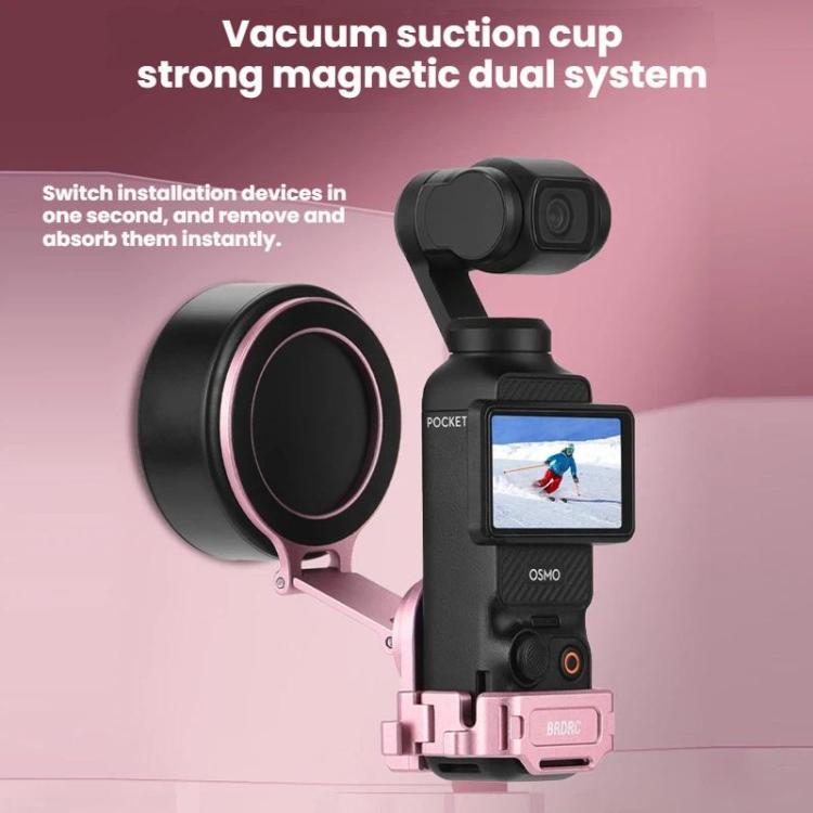 For DJI Osmo Pocket 3 BRDRC Magnetic Expandable Phone Holder Cold Shoe Mount - Pink