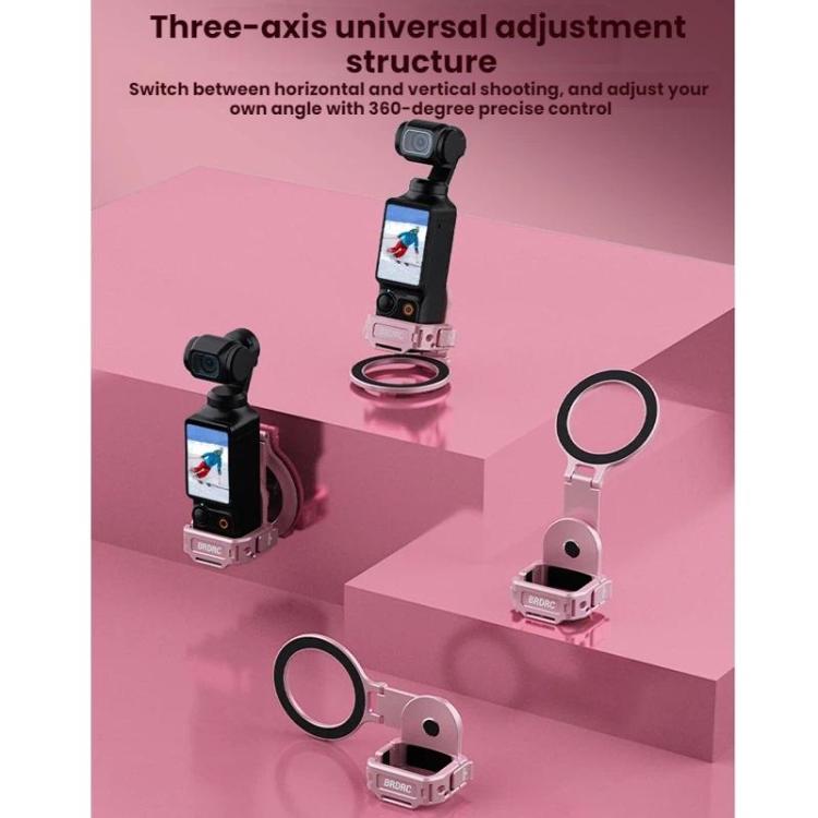 For DJI Osmo Pocket 3 BRDRC Magnetic Expandable Phone Holder Cold Shoe Mount - Pink