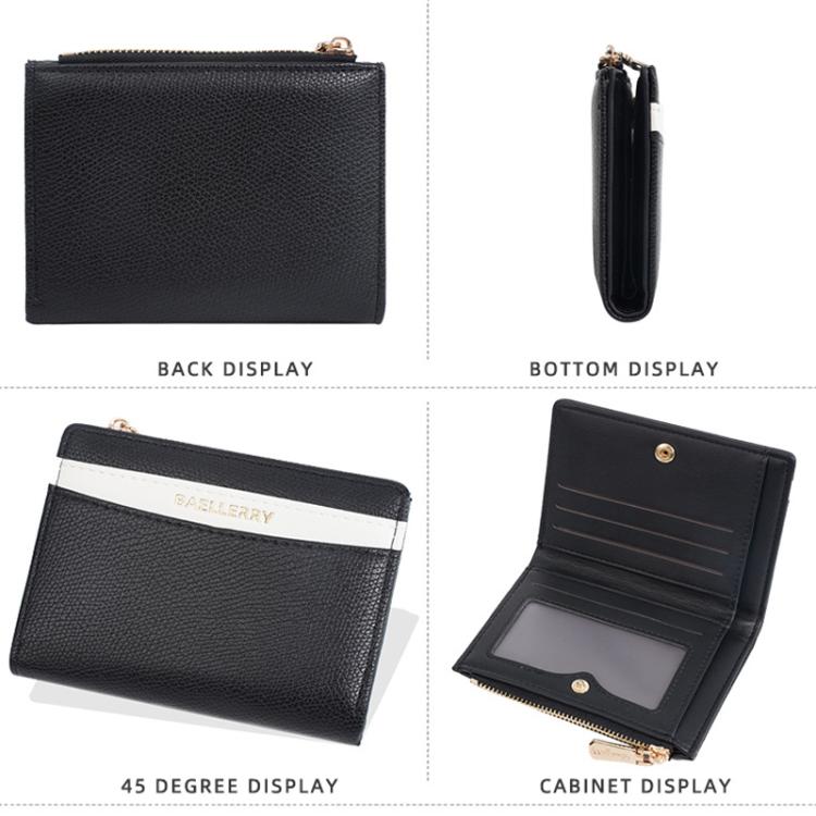 Baellerry N8351 Women Short PU Leather Wallet With Color-Blocking Design & Zipper Closure, Slim Compact Purse Card Holder