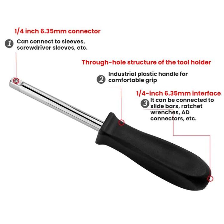 5pcs Socket Wrench Handle Extension Rod Combination Repair Tool, 型号: 1/4x150mm Zinc Plated