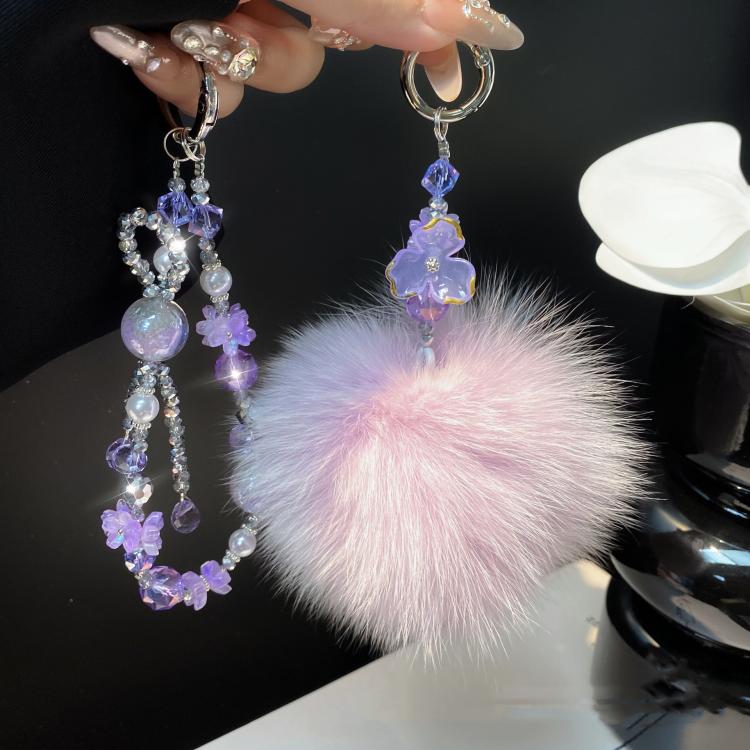 Plush Cell Phone Chain Plush Crystal Beaded Chain Bag Charms