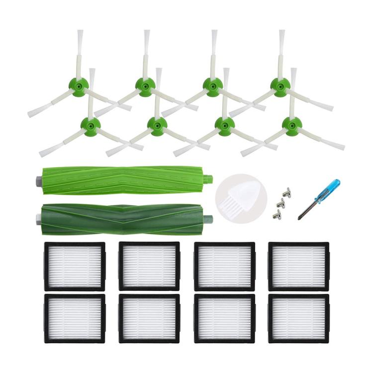 20-In-1 Replacement Kit For iRobot Roomba i7/i7+/E5/E6 Series Main Brushes, Side Brushes & HEPA Filters - 1+8+8