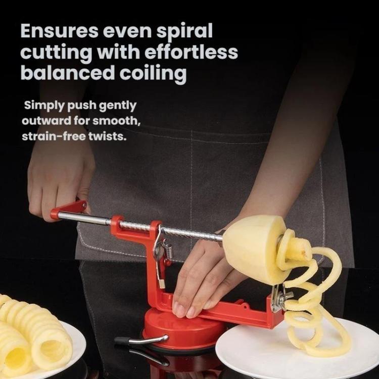 Handheld Twisted Potato Cutter Machine Manual Spiral French Fry Maker for Crispy Curly Fries - Red