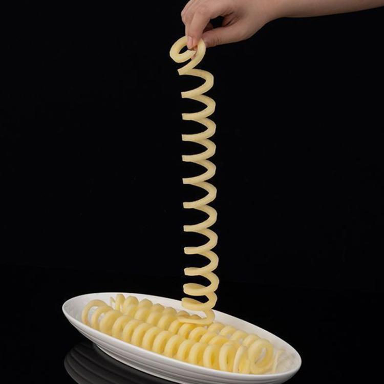 Handheld Twisted Potato Cutter Machine Manual Spiral French Fry Maker for Crispy Curly Fries - Red