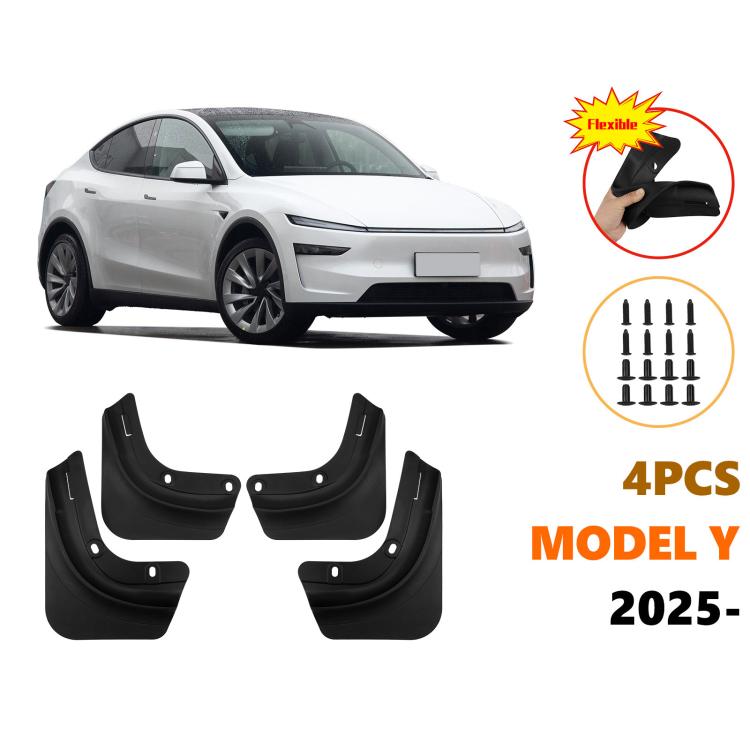 For Tesla 2025+ MODEL Y JUNIPER 4pcs TPE Soft Rubber Car Tire Mudguard