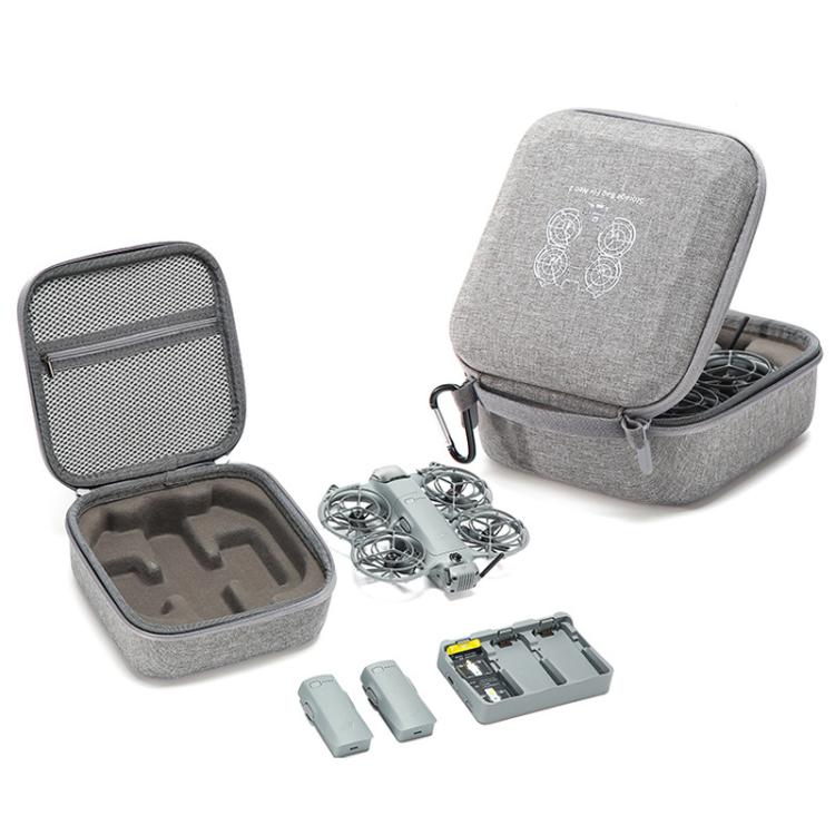 For DJI Neo 2 Drone Mini Hard Case Compact Portable Pouch with Metal Clip - Gray