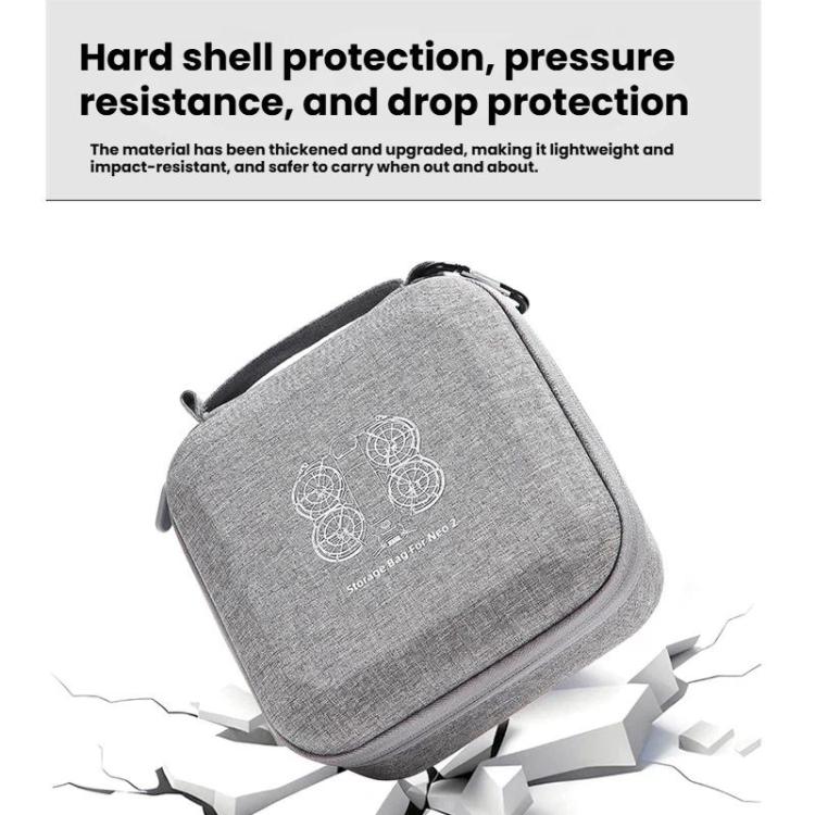 For DJI Neo 2 Drone Mini Hard Case Compact Portable Pouch with Metal Clip - Gray