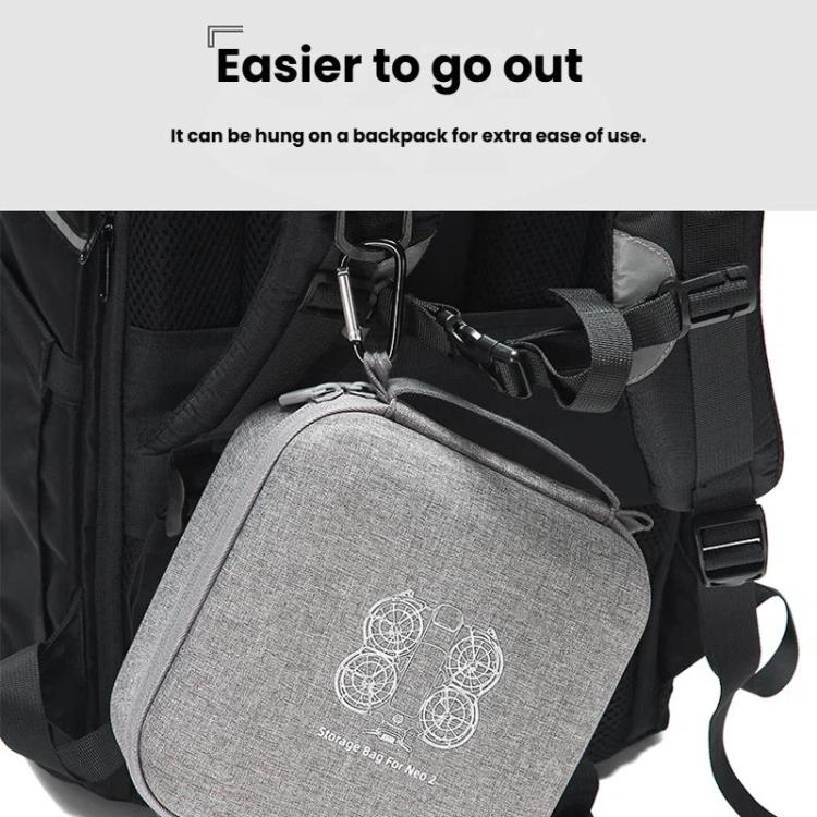 For DJI Neo 2 Drone Mini Hard Case Compact Portable Pouch with Metal Clip - Gray