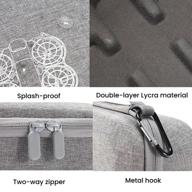 For DJI Neo 2 Drone Mini Hard Case Compact Portable Pouch with Metal Clip - Gray