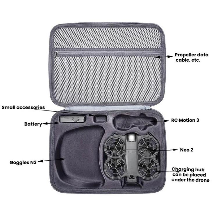 For DJI Neo 2 Motion Fly More Combo Hard Shell Carrying Case Sling Bag - Gray