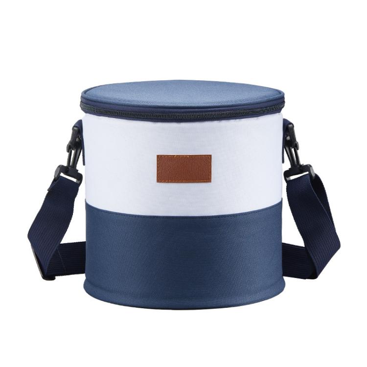 Thickened Bucket Insulated Bag Camping Picnic Insulated Crossbody Ice Bag Bento Lunch Bag - Blue White