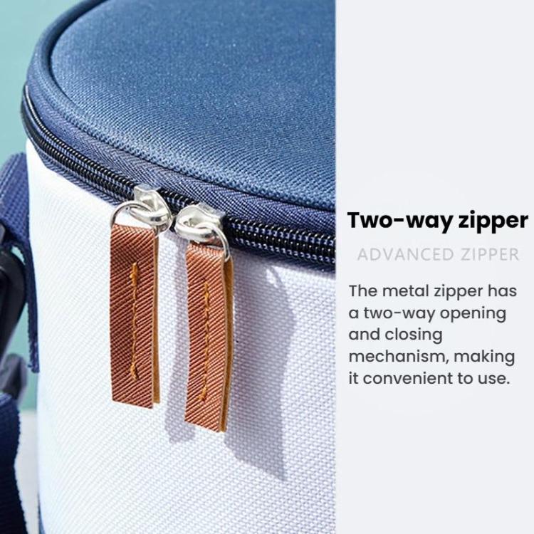 Thickened Bucket Insulated Bag Camping Picnic Insulated Crossbody Ice Bag Bento Lunch Bag - Blue White