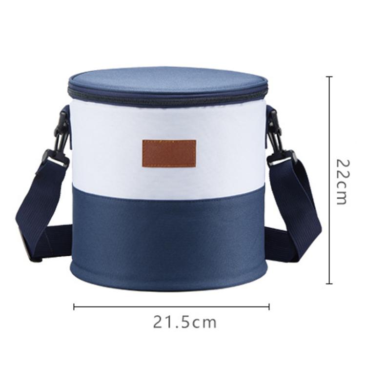 Thickened Bucket Insulated Bag Camping Picnic Insulated Crossbody Ice Bag Bento Lunch Bag - Blue White