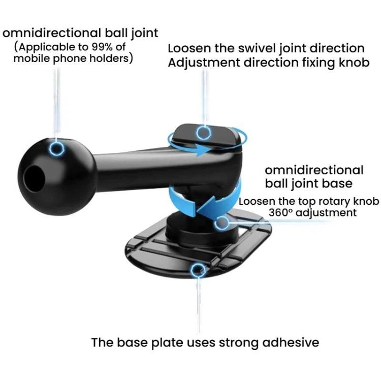 2pcs Car Adhesive Snail-Shaped Phone Mount Base 360-Degree Rotatable Mount Base - Black