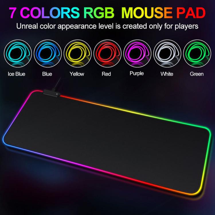 250x350x3mm Micro-USB LED Glowing Mouse Keyboard Pad RGB Colorful Lights Locked Edge Thickened Mouse Desk Pad