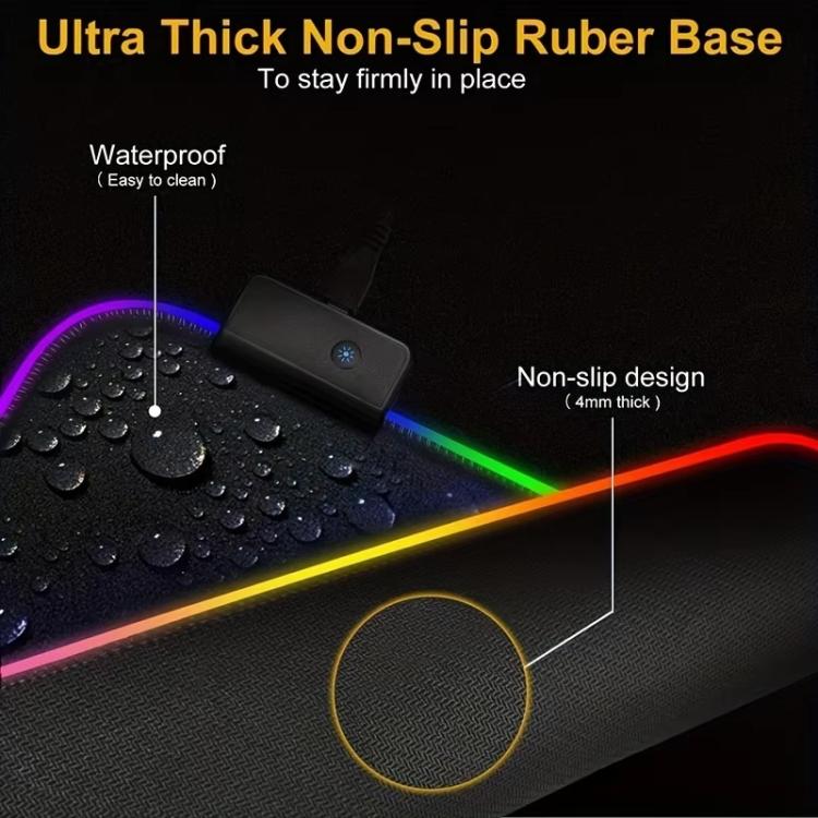 400x900x4mm Micro-USB LED Glowing Mouse Keyboard Pad RGB Colorful Lights Locked Edge Thickened Mouse Desk Pad
