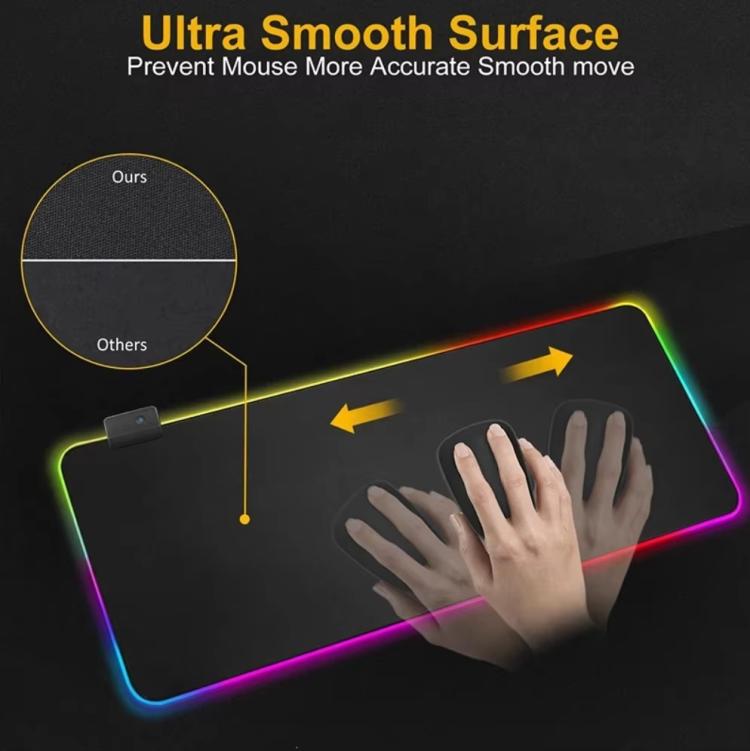 300x800x4mm Micro-USB LED Glowing Mouse Keyboard Pad RGB Colorful Lights Locked Edge Thickened Mouse Desk Pad