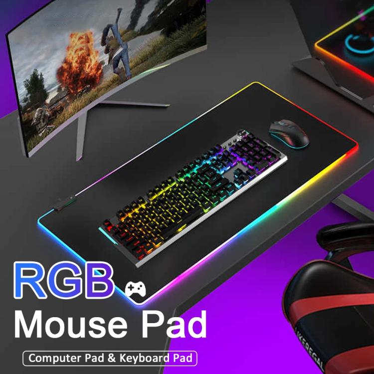 400x900x3mm Micro-USB LED Glowing Mouse Keyboard Pad RGB Colorful Lights Locked Edge Thickened Mouse Desk Pad