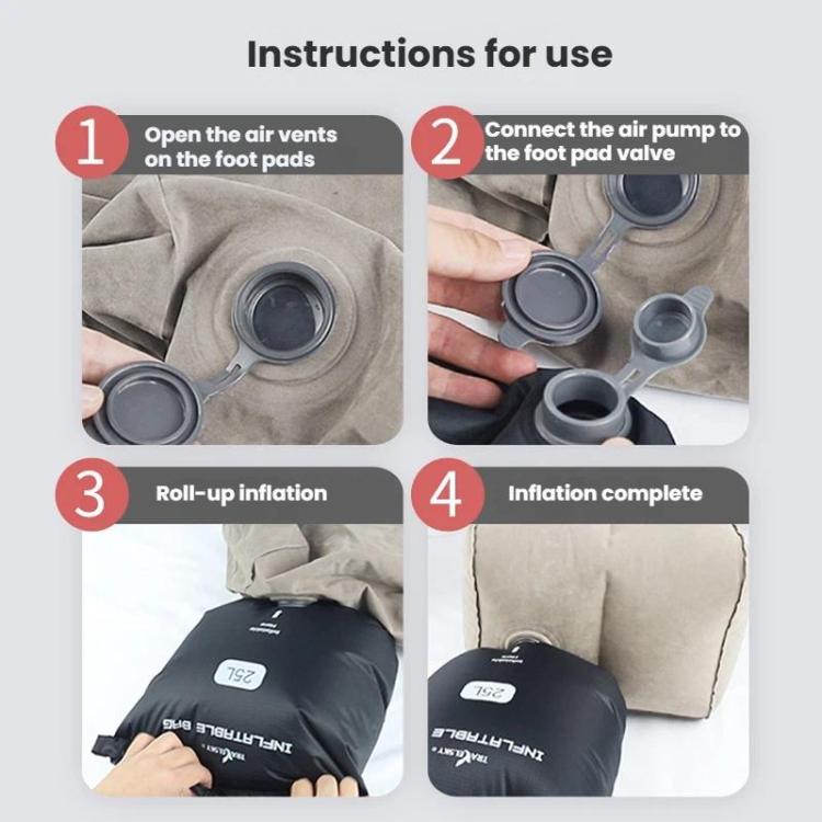 Large TRAELSKY  Waterproof Environmental Shopping Bag Organizer Inflatable 2 in 1 Inflatable Bag - Black