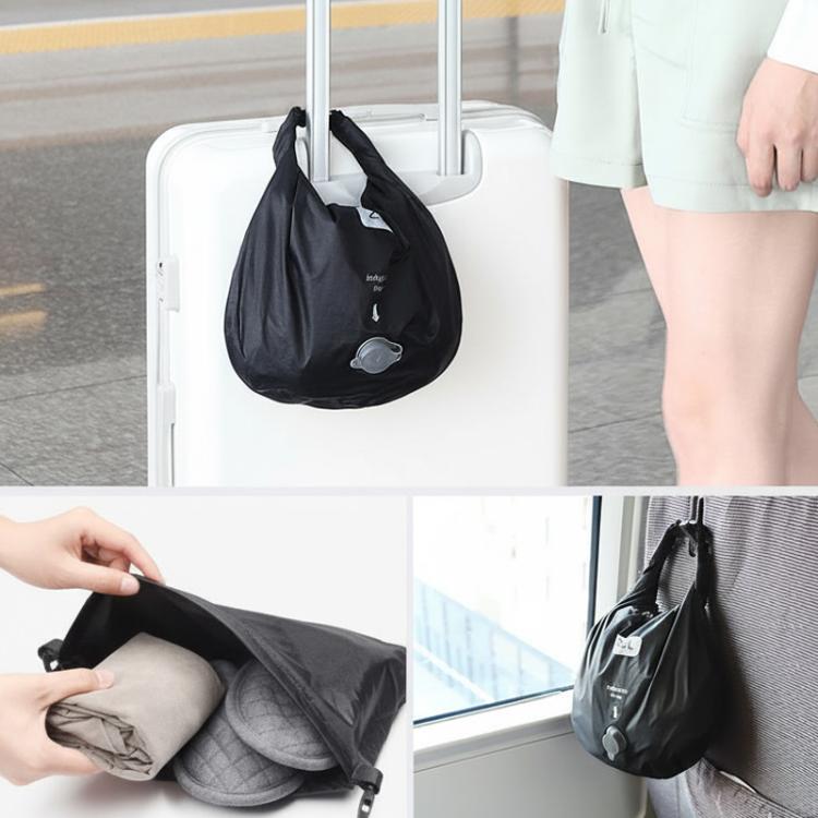 Large TRAELSKY  Waterproof Environmental Shopping Bag Organizer Inflatable 2 in 1 Inflatable Bag - Black