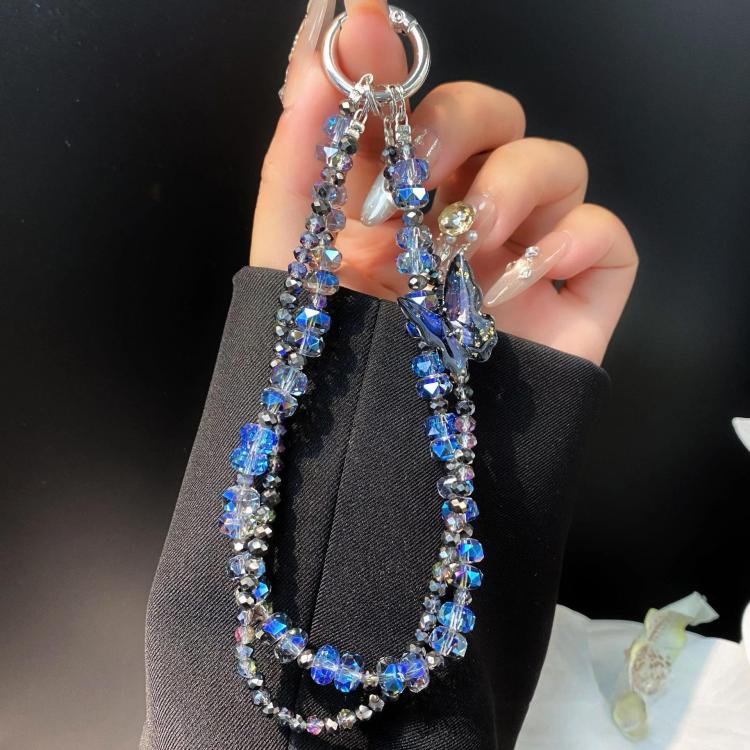 DIY Cell Phone Chain Butterfly Keychain Crystal Handmade Beaded Pendant