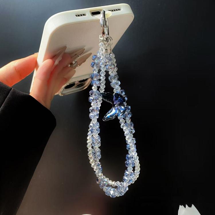 DIY Cell Phone Chain Butterfly Keychain Crystal Handmade Beaded Pendant