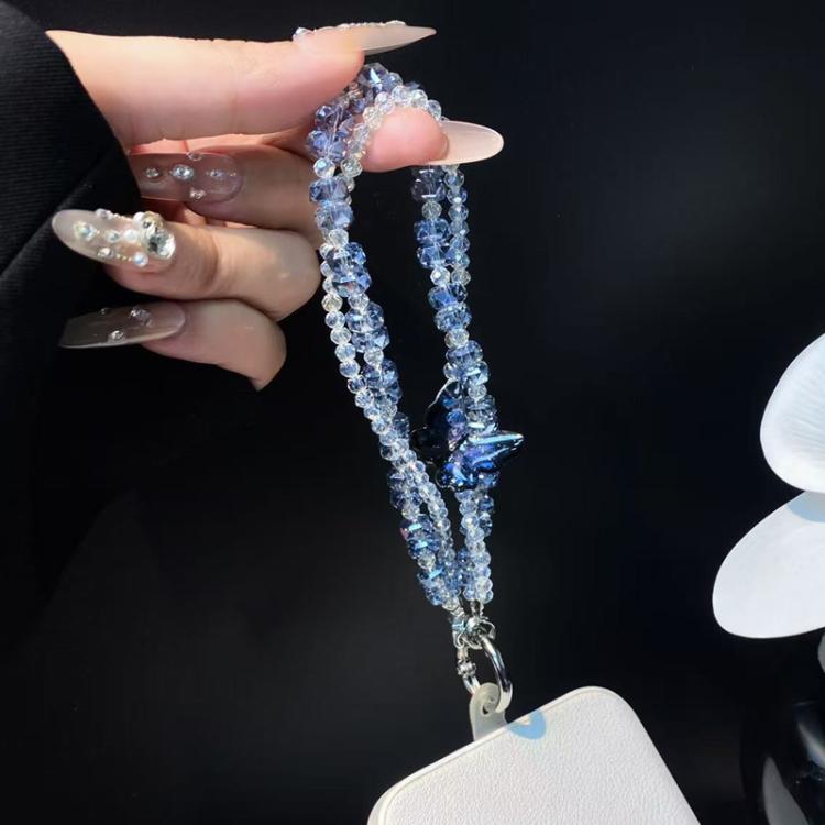 DIY Cell Phone Chain Butterfly Keychain Crystal Handmade Beaded Pendant