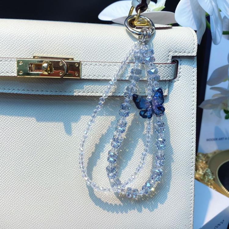 DIY Cell Phone Chain Butterfly Keychain Crystal Handmade Beaded Pendant