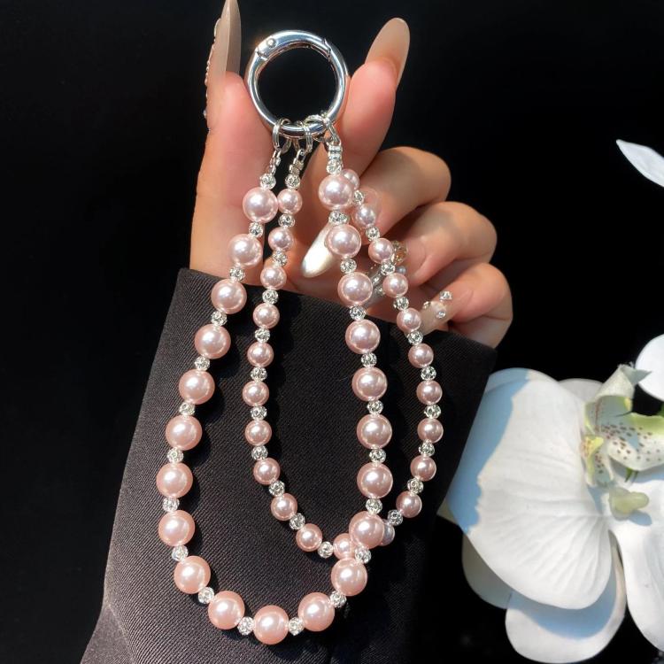 Pearl DIY Cell Phone Lanyard Double Chain Beads Lanyard Wrist Delicate Bag Charms