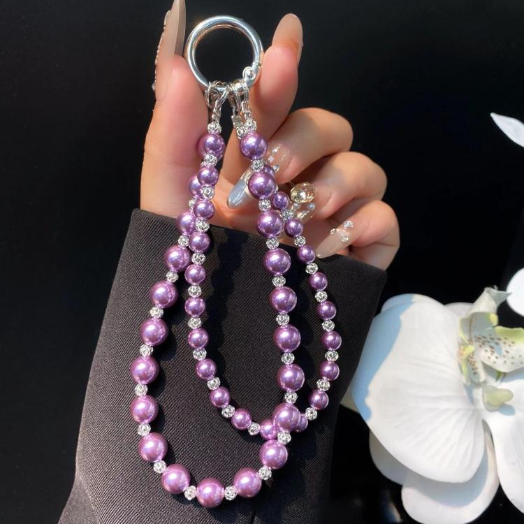 Pearl DIY Cell Phone Lanyard Double Chain Beads Lanyard Wrist Delicate Bag Charms