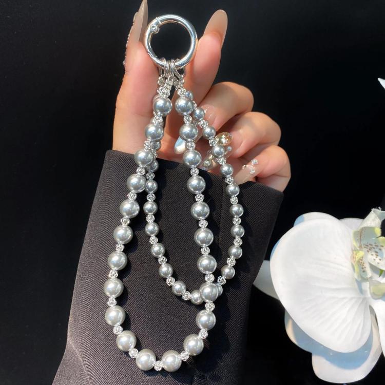 Pearl DIY Cell Phone Lanyard Double Chain Beads Lanyard Wrist Delicate Bag Charms