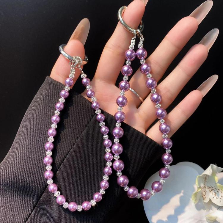 Pearl DIY Cell Phone Lanyard Double Chain Beads Lanyard Wrist Delicate Bag Charms