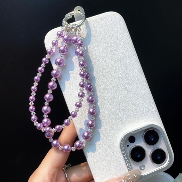 Pearl DIY Cell Phone Lanyard Double Chain Beads Lanyard Wrist Delicate Bag Charms