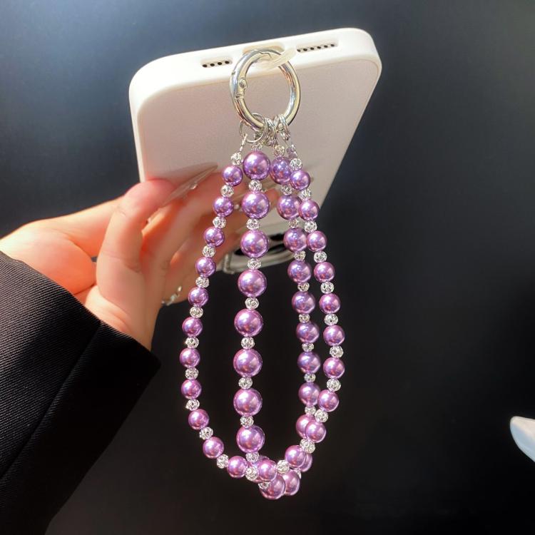 Pearl DIY Cell Phone Lanyard Double Chain Beads Lanyard Wrist Delicate Bag Charms