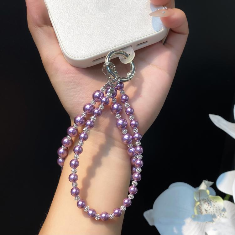 Pearl DIY Cell Phone Lanyard Double Chain Beads Lanyard Wrist Delicate Bag Charms