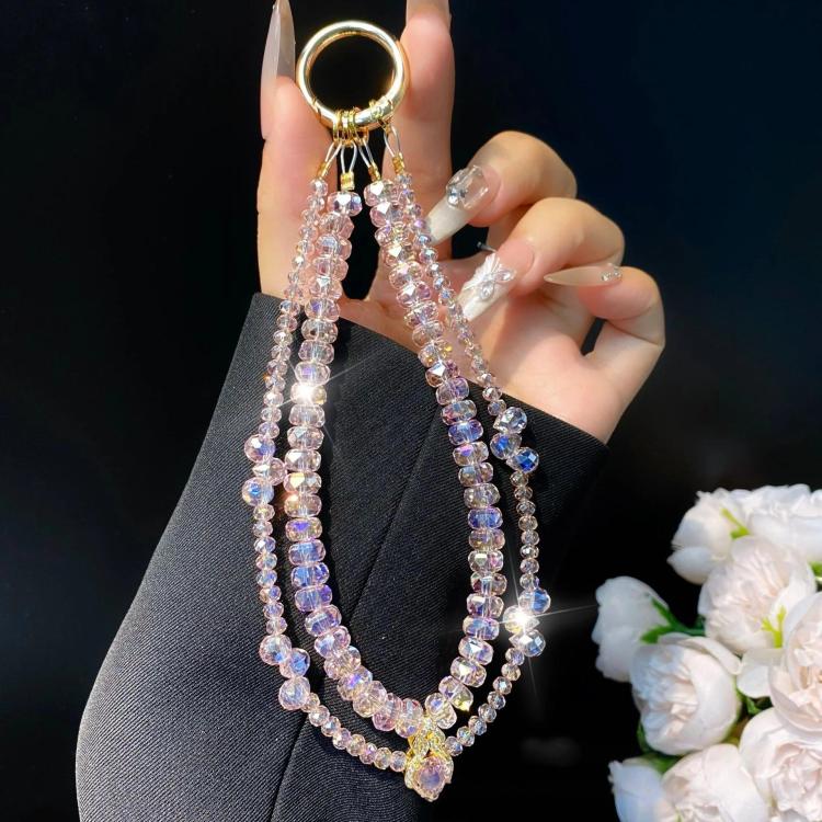 Zirconia Rhinestone Gourd Pendant Cell Phone Chain Double Layer Crystal Beads Wrist Charms