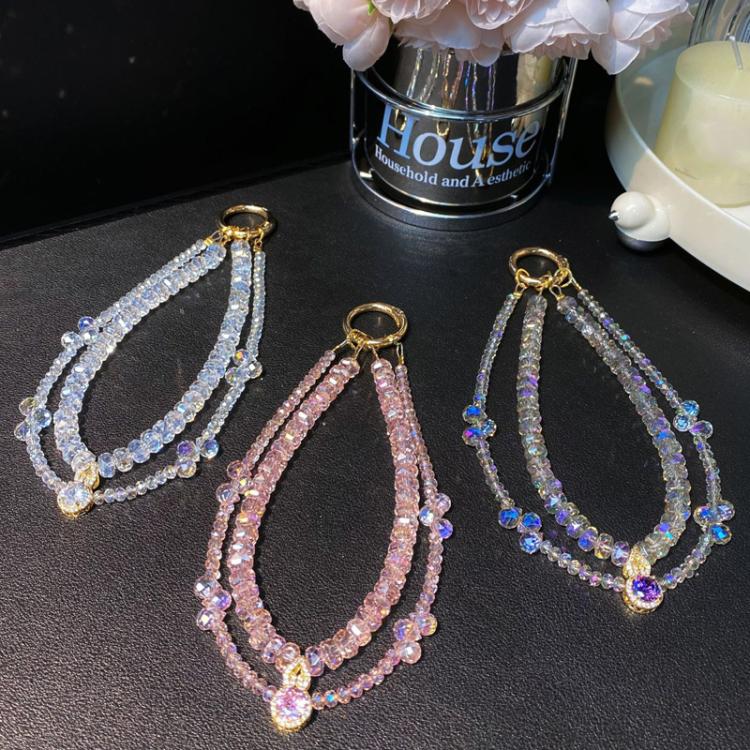 Zirconia Rhinestone Gourd Pendant Cell Phone Chain Double Layer Crystal Beads Wrist Charms