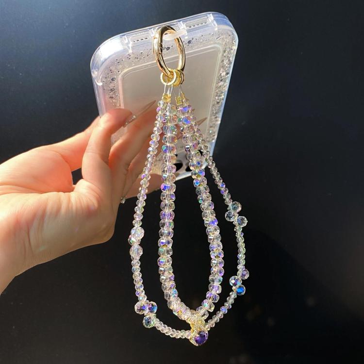 Zirconia Rhinestone Gourd Pendant Cell Phone Chain Double Layer Crystal Beads Wrist Charms