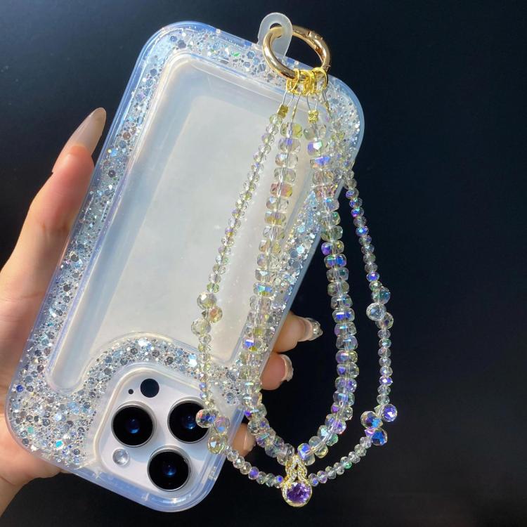 Zirconia Rhinestone Gourd Pendant Cell Phone Chain Double Layer Crystal Beads Wrist Charms