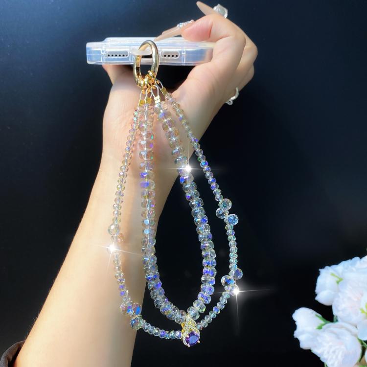 Zirconia Rhinestone Gourd Pendant Cell Phone Chain Double Layer Crystal Beads Wrist Charms