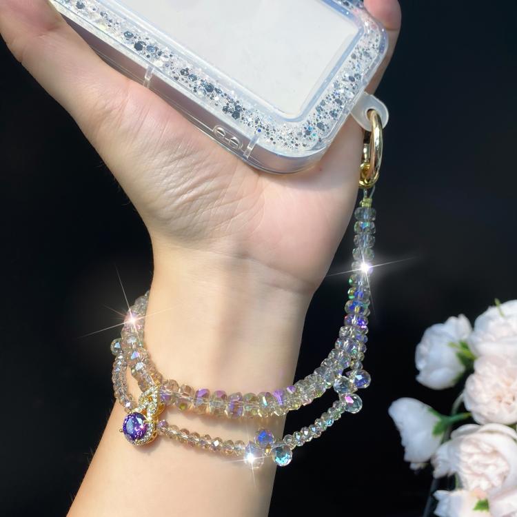 Zirconia Rhinestone Gourd Pendant Cell Phone Chain Double Layer Crystal Beads Wrist Charms