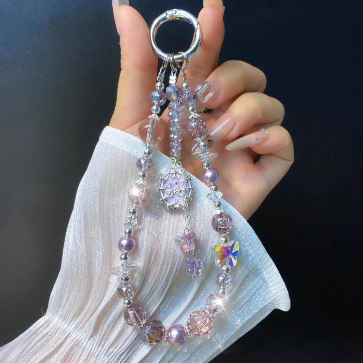 Alloy Flower Pendant Crystal Beaded Cell Phone Chain